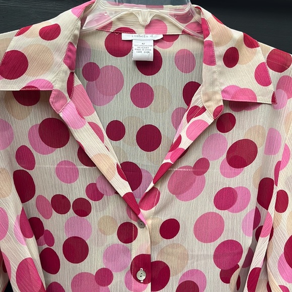 Isabela D. Polyester Waist Tie Polka Dot Blouse - Picture 3 of 9